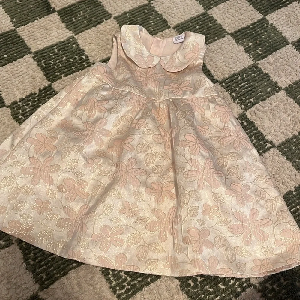 EGG by Susan lazar gold shimmery Peter Pan collar dress